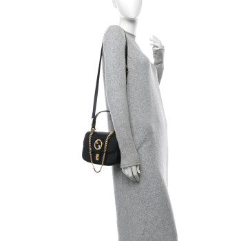 GUCCI Roxy Calfskin Small Blondie Top Handle Shoulder Flap Bag Black