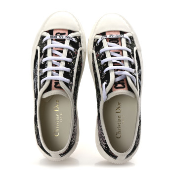 CHRISTIAN DIOR Canvas Jardin Botanique Embroidered Womens Walk'N'Dior Low Top Sneakers 38 Black Multicolor