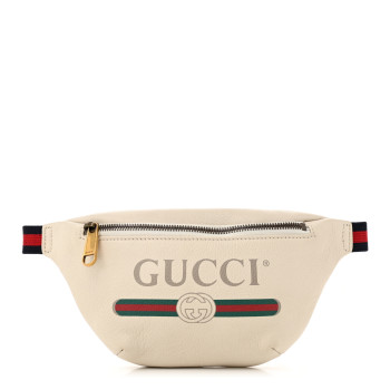 GUCCI Grained Calfskin Small Logo Belt Bag White