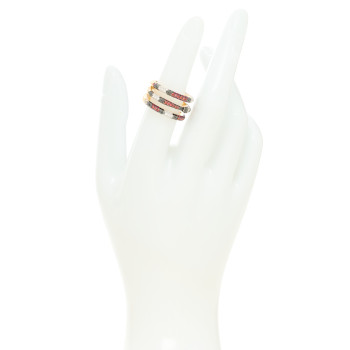 GUCCI 18K Yellow Gold Black Diamond Topaz Sapphire Diamond Ouroboros Snake Three-Row Ring 53 6.25