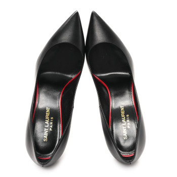 SAINT LAURENT Calfskin Zoe 105 Pumps 38.5 Black