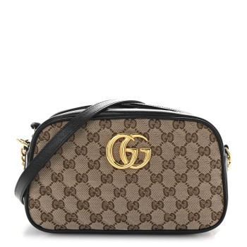 GUCCI Monogram Matelasse Diagonal Small GG Marmont Chain Shoulder Bag Beige Black