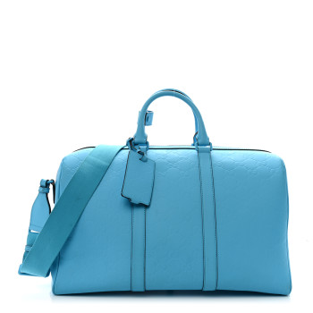 GUCCI Rubber Effect GG Embossed Duffle Bag Bright Blue