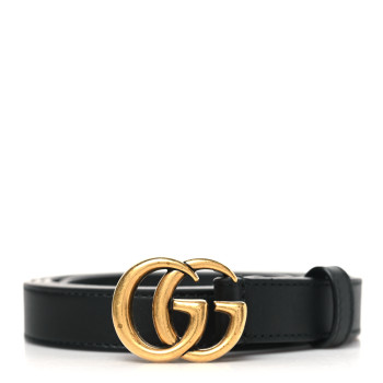 GUCCI Calfskin Double G 20mm Belt 100 40 Black