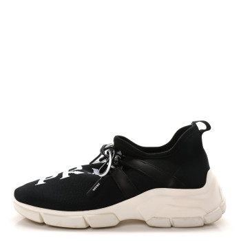PRADA Knit Fabric Womens Logo Sneakers 36 Black White