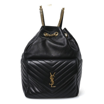 SAINT LAURENT Lambskin Matelasse Monogram Joe Backpack Black