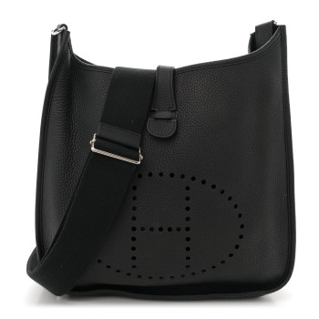 HERMES Taurillon Clemence EVELYNE III GM Black