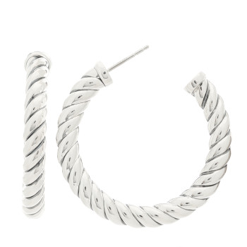 DAVID YURMAN Sterling Silver Sculpted Cable Hoop Earrings