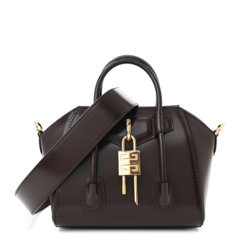 GIVENCHY Box Calfskin Toy Lock Antigona Shoulder Bag Ebony Brown