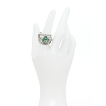 GUCCI Sterling Silver Resin Snake Garden Ring 57 8 Green