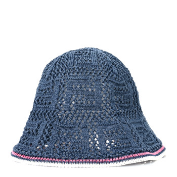 FENDI Cotton Rayon FF Knitted Bucket Hat M/L Blue