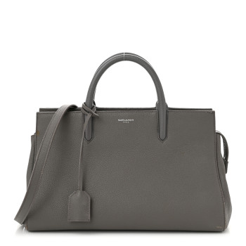 SAINT LAURENT Grained Calfskin Small Cabas Rive Gauche Fog