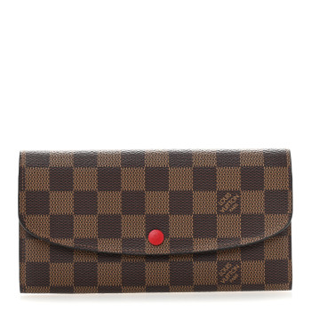 LOUIS VUITTON Damier Ebene Emilie Wallet Red