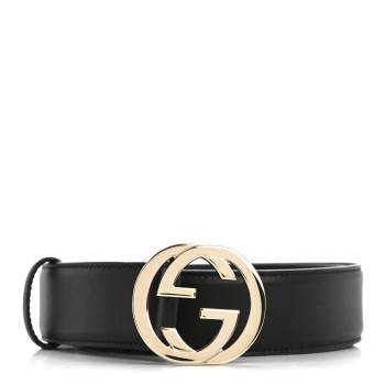 GUCCI Calfskin Interlocking G Belt 75 30 Black