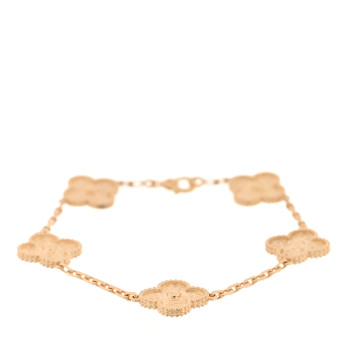 VAN CLEEF & ARPELS 18K Yellow Gold 5 Motifs Vintage Alhambra Bracelet VAN CLEEF & ARPELS 18K Yellow Gold 5 Motifs Vintage Alhambra Bracelet