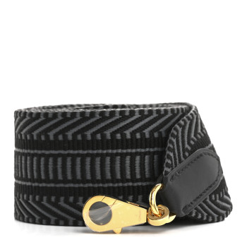 HERMES Toile Swift 50mm Sangle Cavale Shoulder Strap Black Gris Misty