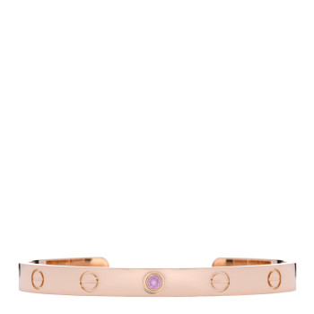 CARTIER 18K Pink Gold Pink Sapphire LOVE Cuff Bracelet 17