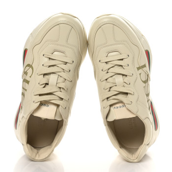 GUCCI Calfskin Logo Womens Rhyton Sneakers 36.5 Ivoire