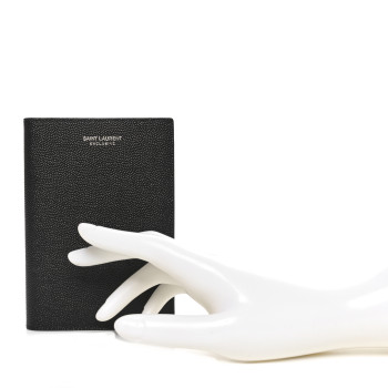 SAINT LAURENT Grain De Poudre Passport Holder Black