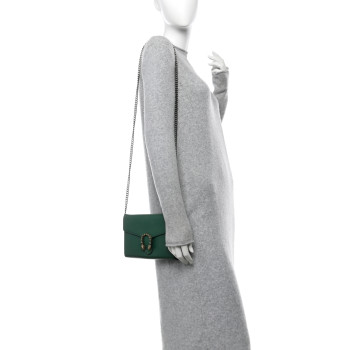 GUCCI Calfskin Mini Dionysus Chain Wallet Emerald