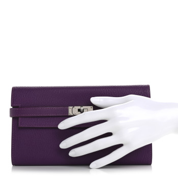 HERMES Chevre Mysore Kelly Longue Wallet Violet HERMES Chevre Mysore Kelly Longue Wallet Violet