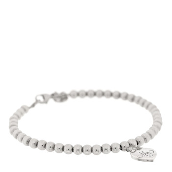 TIFFANY Sterling Silver 4mm Mom Heart Tag Bead Bracelet