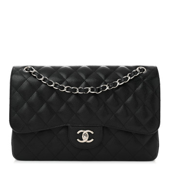CHANEL Caviar Quilted Jumbo Double Flap Black