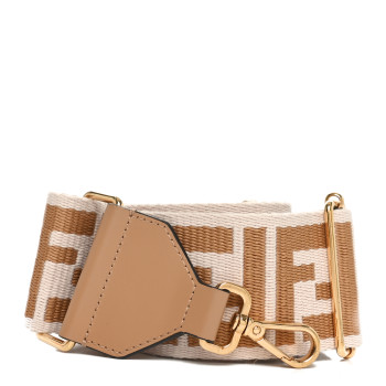 FENDI Ribbon Vitello King FF 1974 Adjustable Strap You Poudre Cuoio Miele Scuro