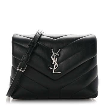 SAINT LAURENT Calfskin Y Quilted Monogram Toy Loulou Crossbody Bag Black