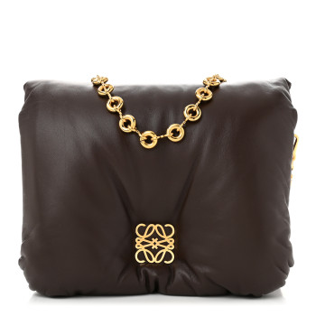 LOEWE Lambskin Goya Puffer Bag Dark Chocolate