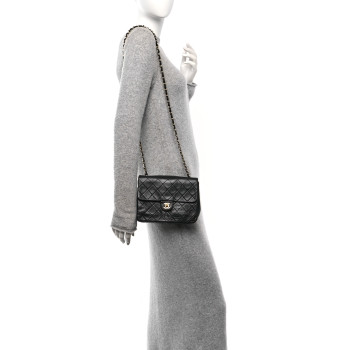 CHANEL Lambskin Quilted Mini Square Flap Black
