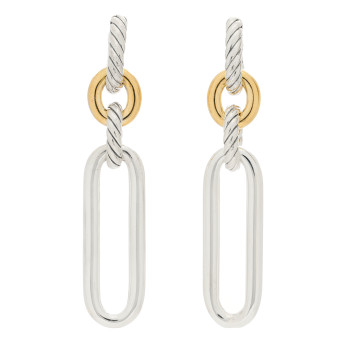 DAVID YURMAN Sterling Silver 18K Yellow Gold Lexington Double Link Drop Earrings