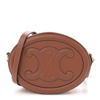 CELINE Smooth Calfskin Cuir Triomphe Oval Bag Tan