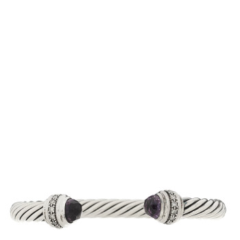DAVID YURMAN Sterling Silver Diamond Amethyst 7mm Cable Classics Bracelet