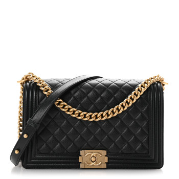 CHANEL Caviar Quilted New Medium Boy Flap Black