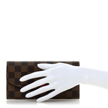 LOUIS VUITTON Damier Ebene Emilie Wallet Red
