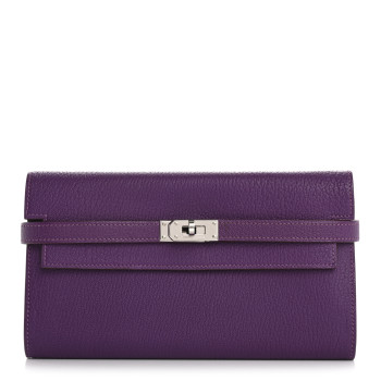 HERMES Chevre Mysore Kelly Longue Wallet Violet HERMES Chevre Mysore Kelly Longue Wallet Violet