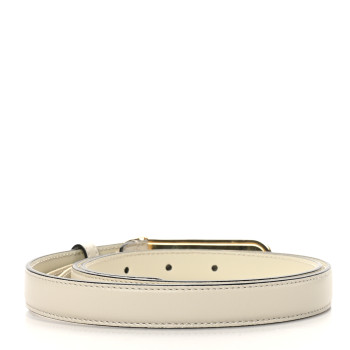 GUCCI Plutone Calfskin Crystal Embellished Logo 20mm Belt 85 34 White