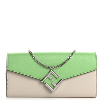 FENDI Vitello King Cruise FF Diamonds Continental Envelope Wallet On Chain Latte Edamame