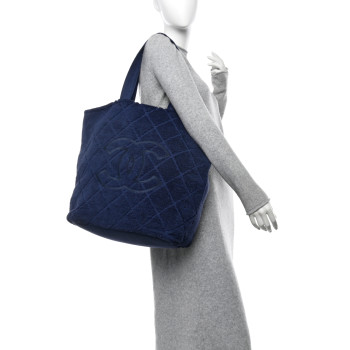 CHANEL Terry Cotton CC Beach Tote Towel Set Blue