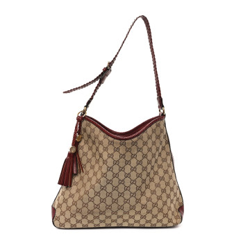 GUCCI Monogram Medium Marrakech Hobo Red