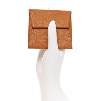 HERMES Chevre Mysore Bastia Verso Coin Purse Caramel Rose Shocking