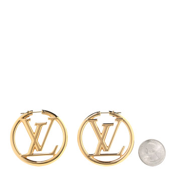 LOUIS VUITTON Metal Louise Hoop Earrings Gold