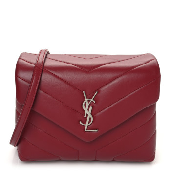 SAINT LAURENT Calfskin Y Quilted Monogram Toy Loulou Crossbody Bag New Lipstick