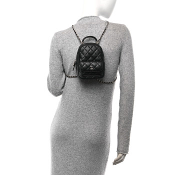 CHANEL Lambskin Quilted CC Mini Classic Backpack Black