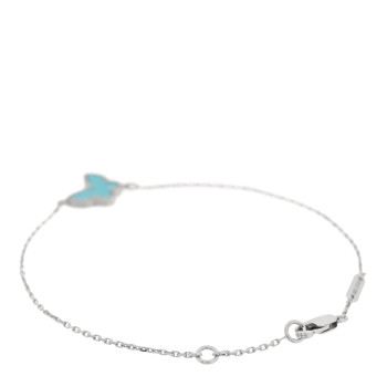 VAN CLEEF & ARPELS 18K White Gold Turquoise Sweet Alhambra Butterfly Bracelet