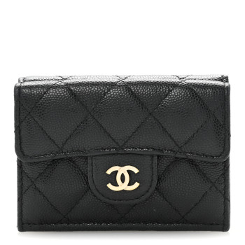 CHANEL Caviar Quilted Double Flap Wallet Black CHANEL Caviar Quilted Double Flap Wallet Black
