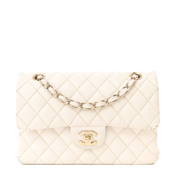 CHANEL Caviar Quilted Small Double Flap White