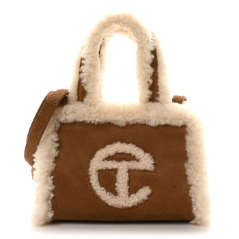 TELFAR X UGG Suede shearling Small Shopping Bag Chestnut