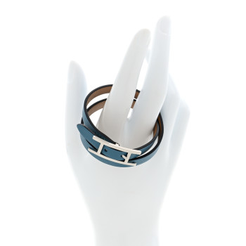 HERMES Swift Behapi Double Tour Bracelet T2 Blue Jean Biscuit
